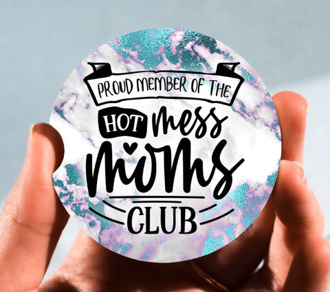 Set of 2 Car Coasters, Hot Mess Moms Club