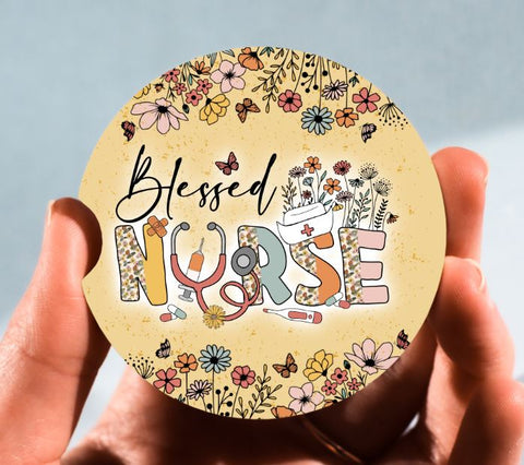 Set of 2 Car Coasters, Blessed Nurse